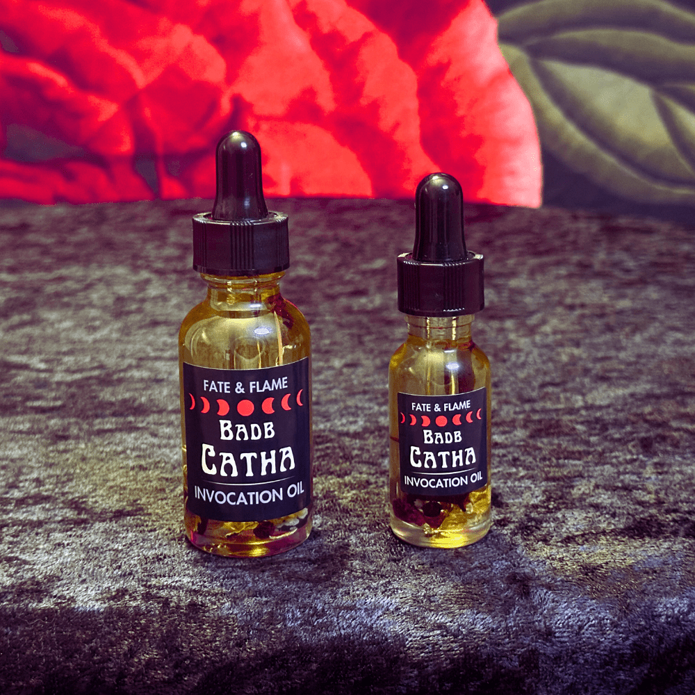 Morrigan and Badb Altar Set - Badb Catha Invocation Oil with Crystals and Reiki