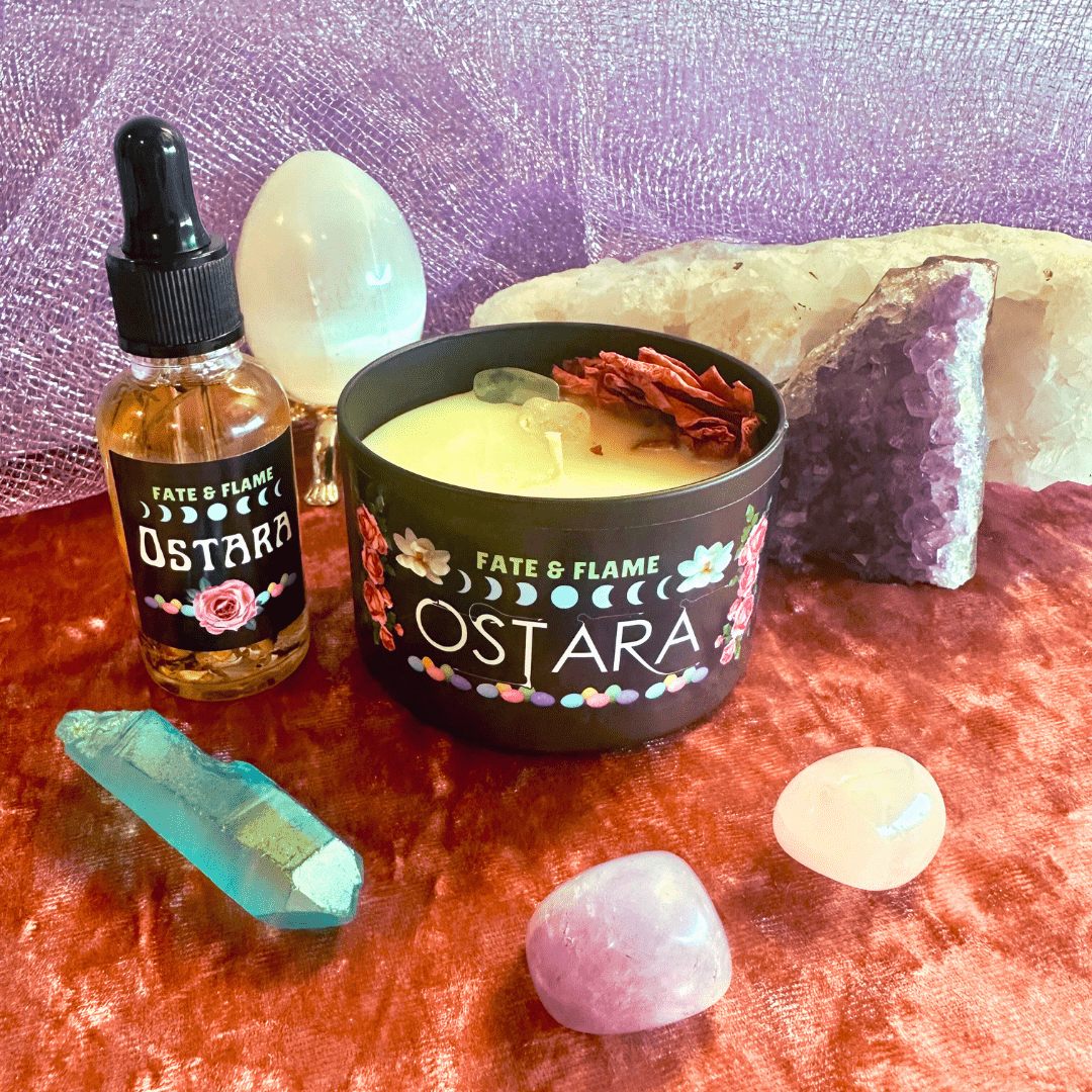 Ostara Ritual Candle & Oil Spell Set - Love, Fertility, Fidelity ProductFate & Flame