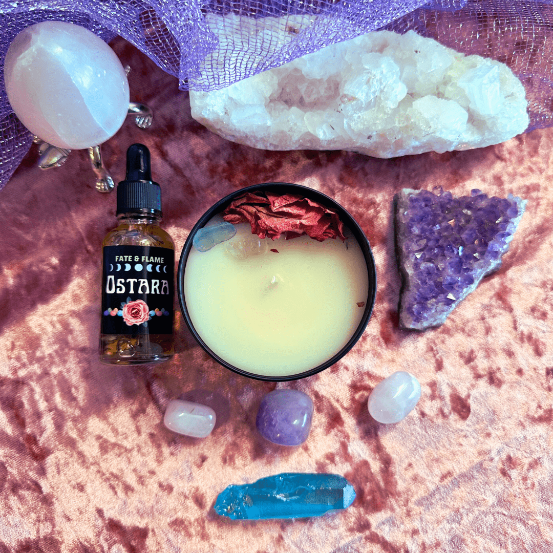 Ostara Ritual Candle & Oil Spell Set - Love, Fertility, Fidelity ProductFate & Flame