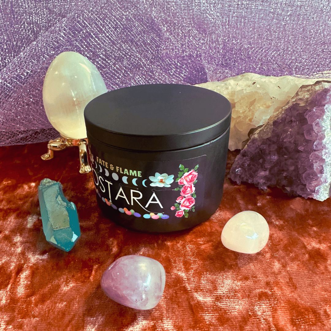 Ostara Scented Ritual Candle - Love, Fertility, Fidelity ProductFate & Flame