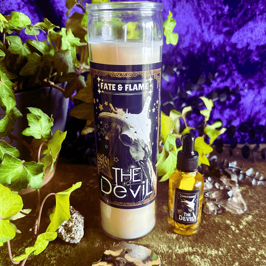 The Devil Tarot Card Altar Set | Ritual Candle & Oil