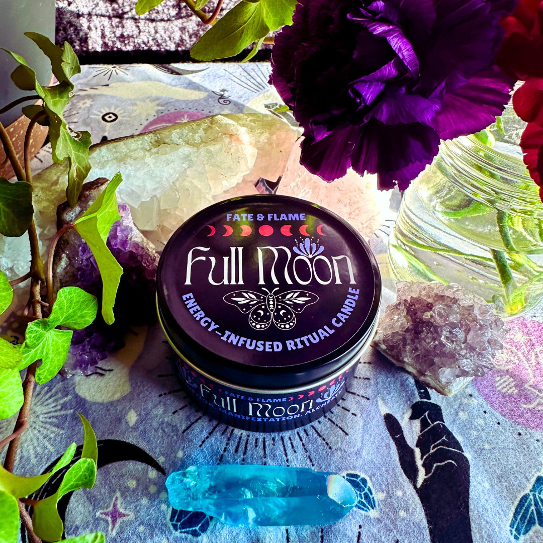 Full Moon Ritual Candle w/ Crystals, Reiki, & Lunar Energy