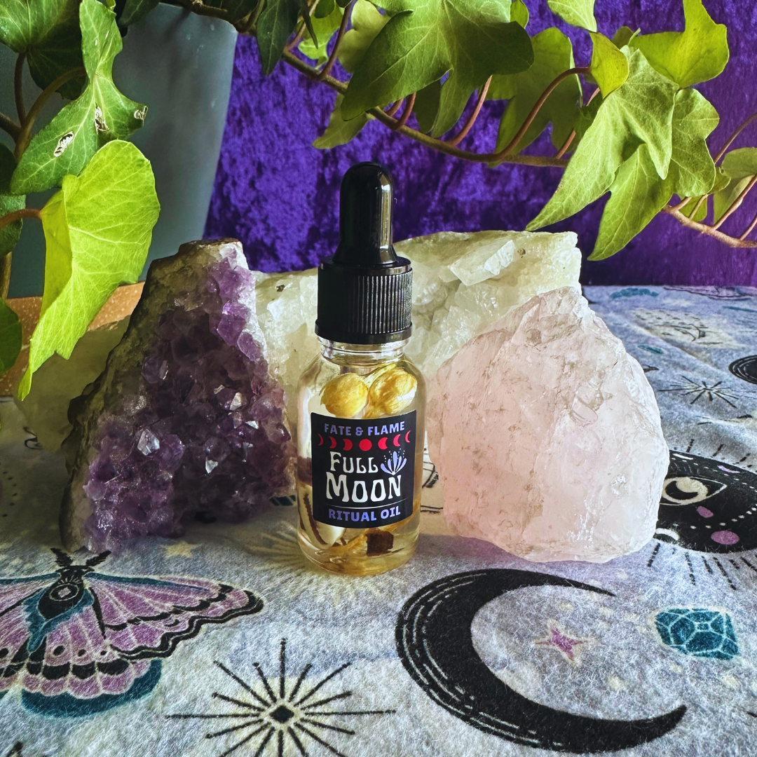 Full Moon Ritual Oil w/ Crystals, Botanicals, Reiki