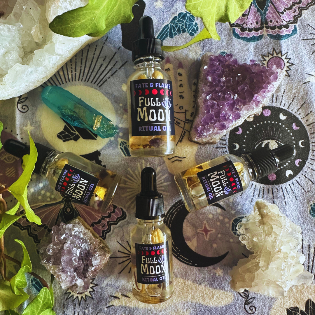 Full Moon Ritual Oil w/ Crystals, Botanicals, Reiki