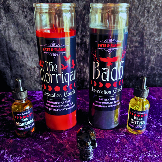 Morrigan and Badb Candle and Oil Invocation Set