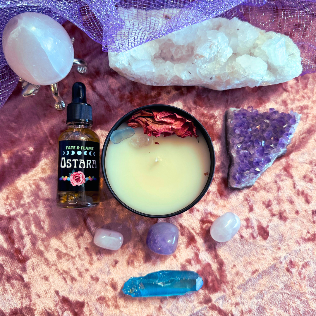 Ostara Ritual Candle & Oil Spell Set - Love, Fertility, Fidelity