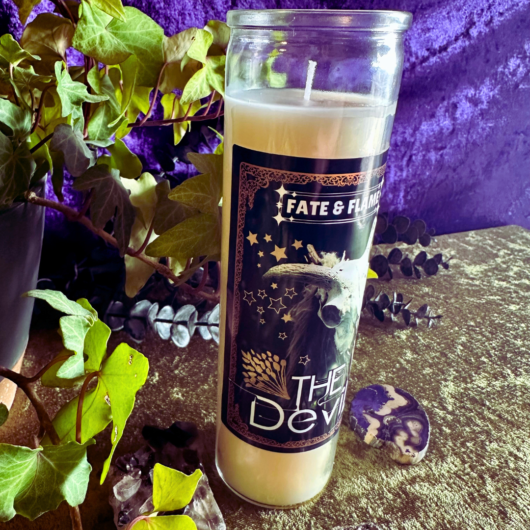 The Devil Tarot Card Ritual Candle & Oil Set