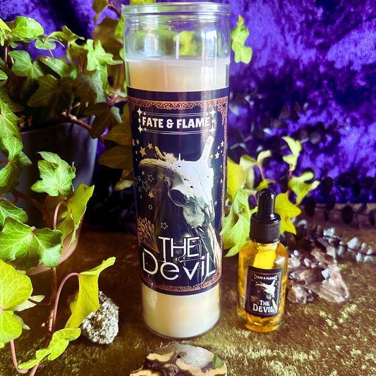 The Devil Tarot Card Ritual Candle & Oil Set