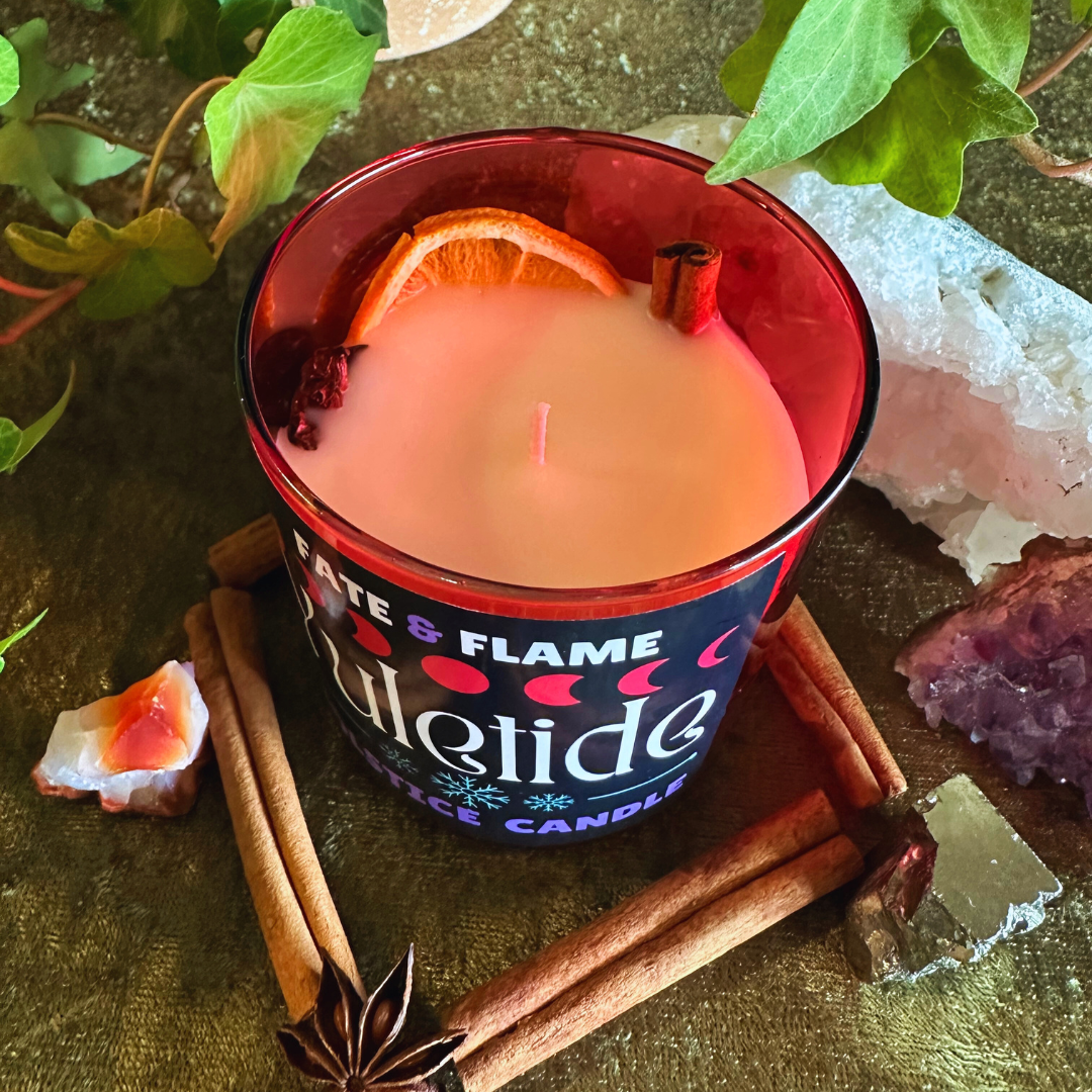 Yuletide Solstice Candle - Ritual Candle for Abundance, Blessings, Mulled Wine Scent