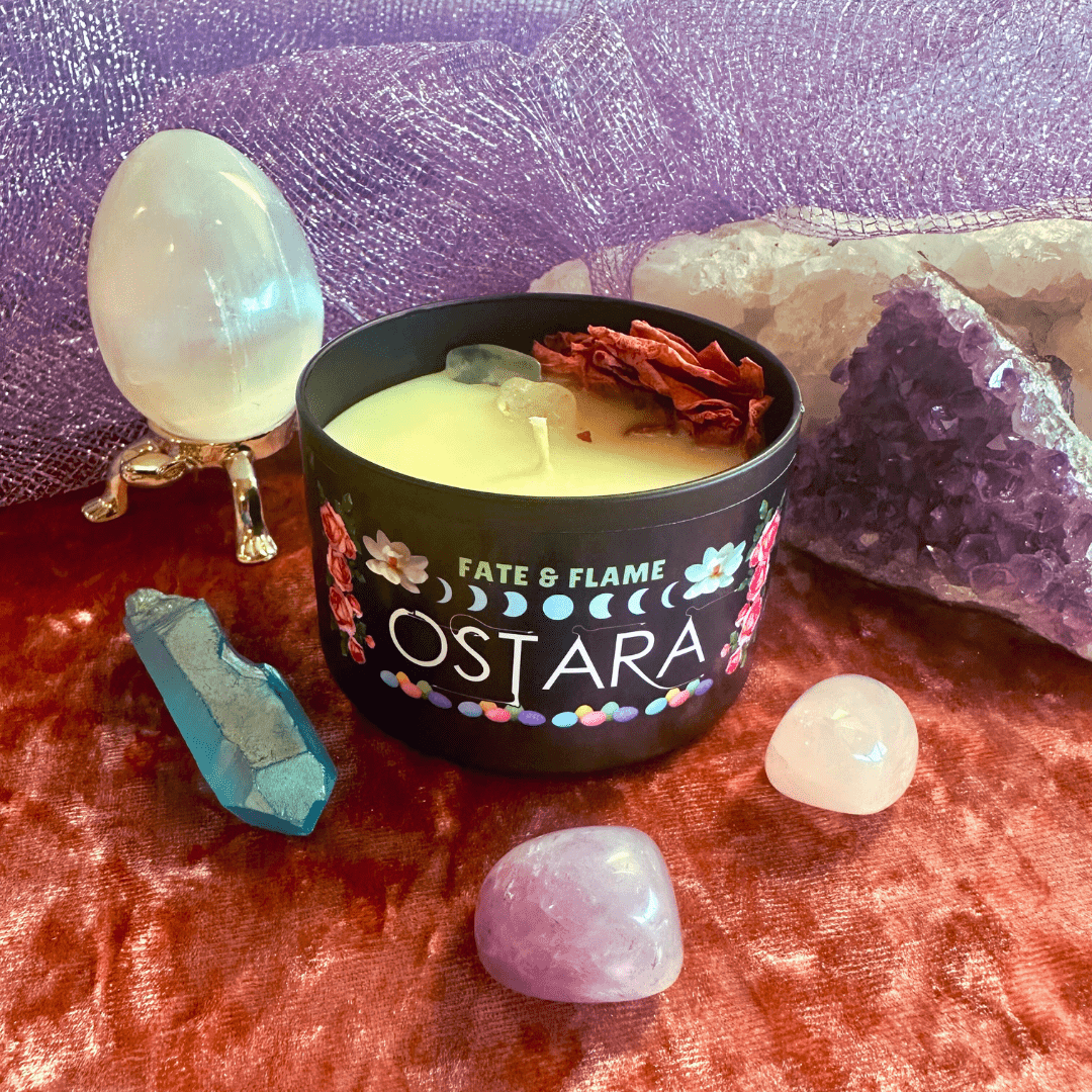 Ostara Scented Ritual Candle - Love, Fertility, Fidelity ProductFate & Flame