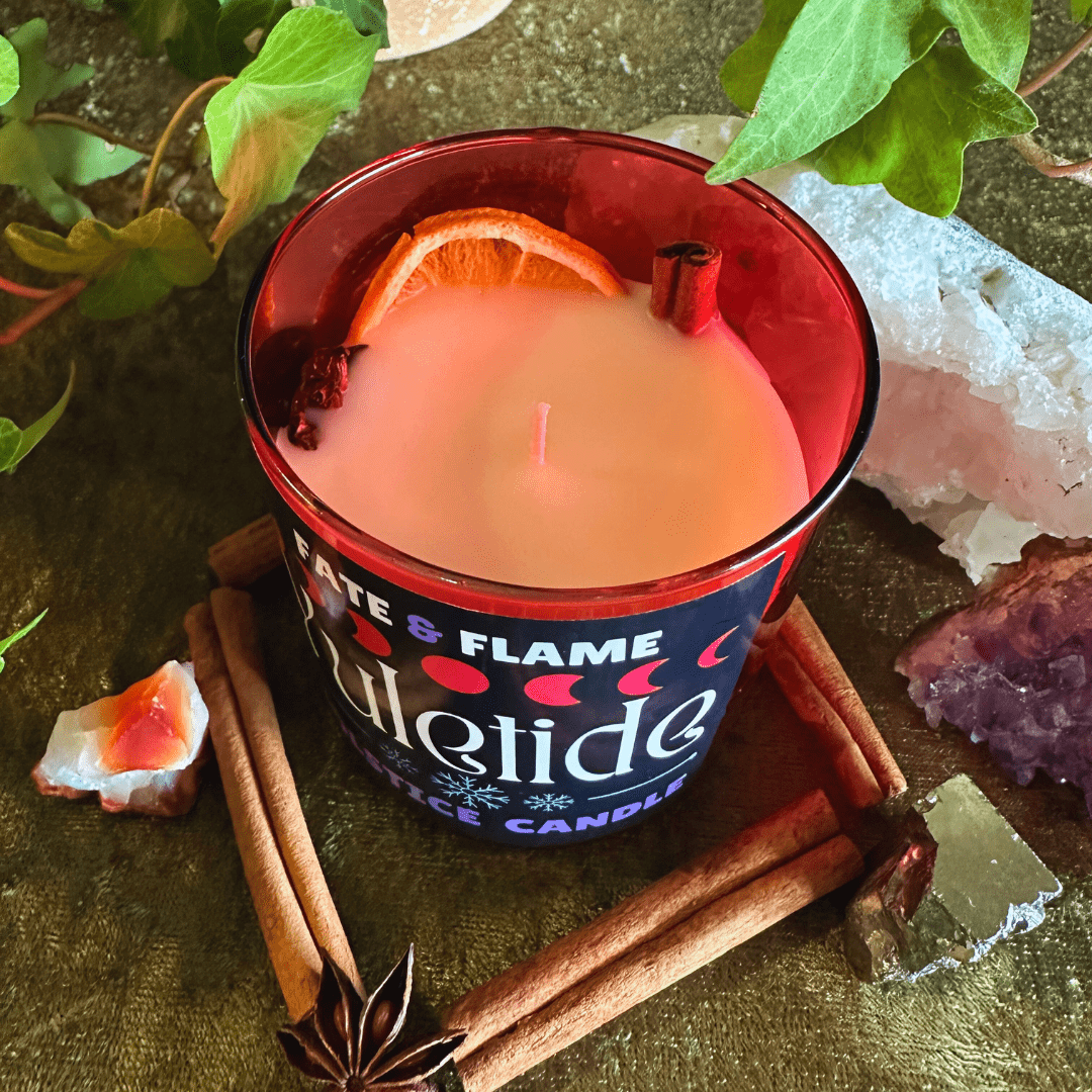 Yuletide Solstice Candle - Ritual Candle for Abundance, Blessings, Mulled Wine Scent ProductFate & Flame